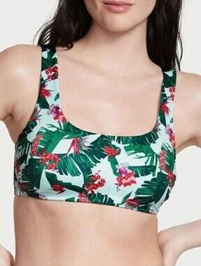 Victoria's Secret Swim Bra Blue Palm Print XS NWT